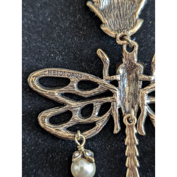 Heidi Daus Pearl Rhinestone Dragonfly Pendant Necklace - Picture 5 of 15